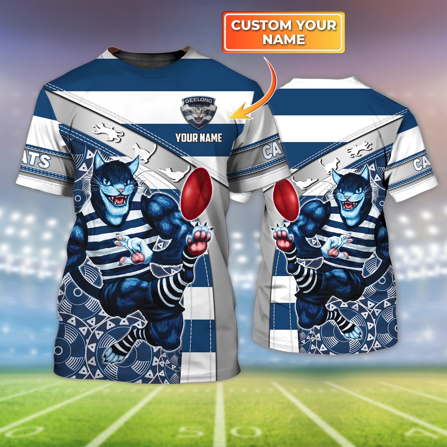 AFL Geelong Cats Personalized Name 3D Tshirt