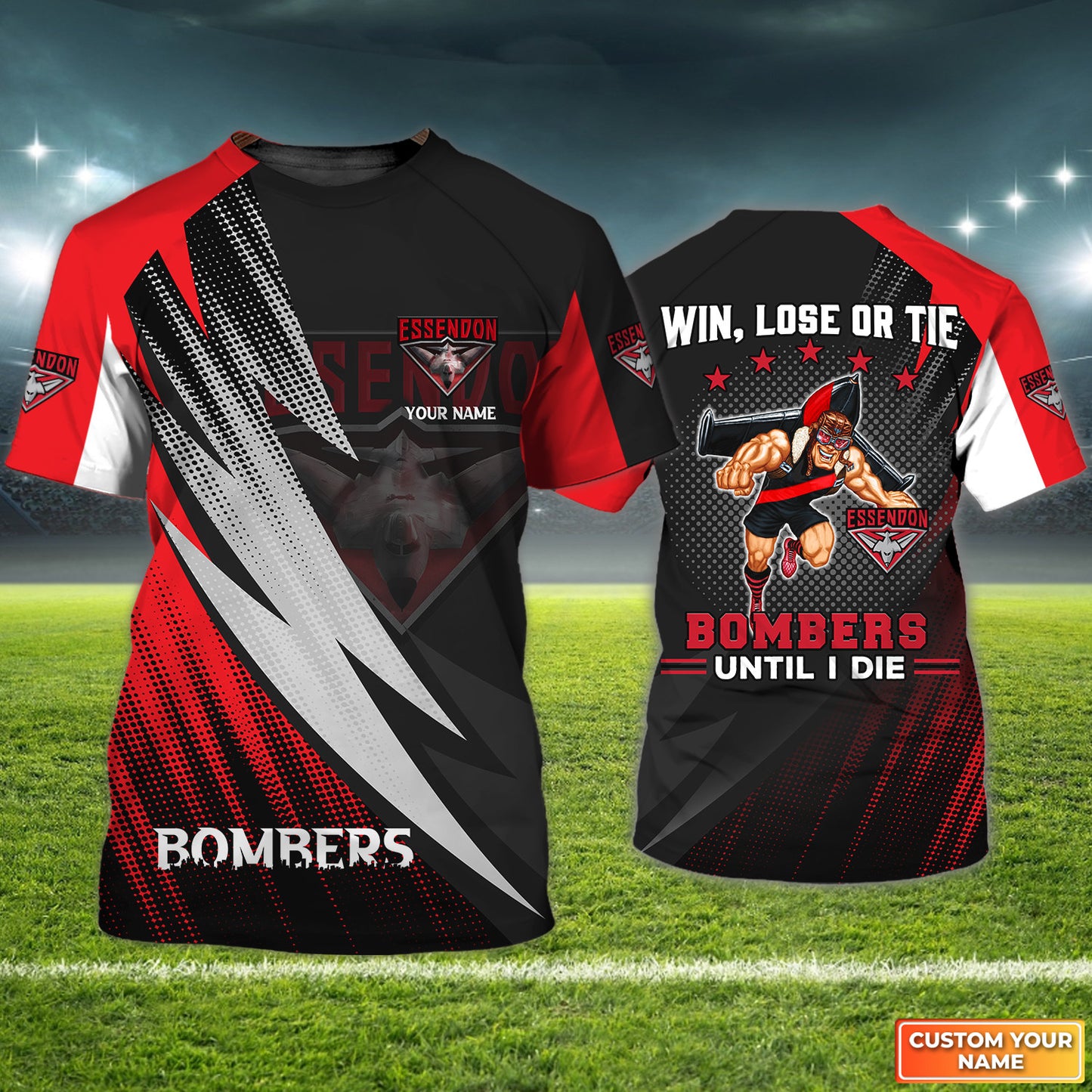 AFL Essendon Bombers Personalized Name 3D Tshirt 2