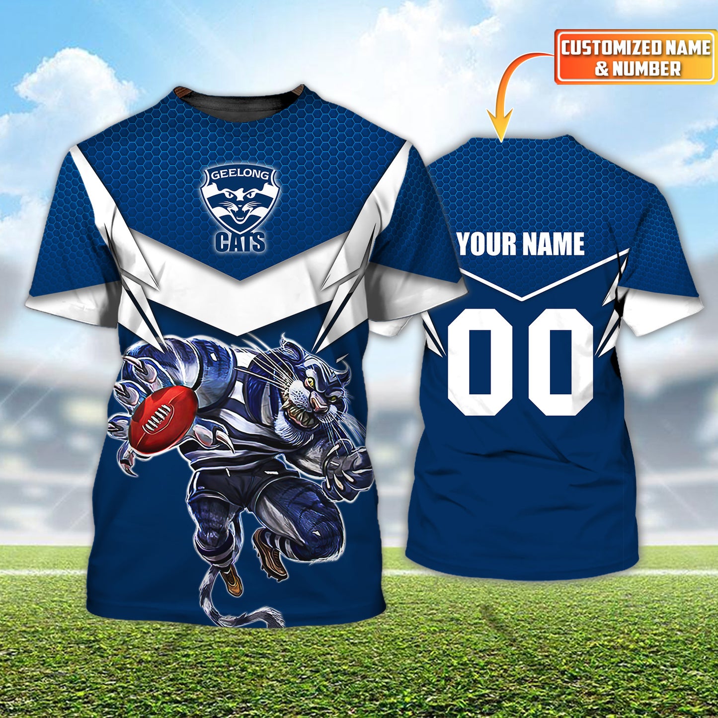 AFL Geelong Cats Personalized Name 3D Tshirt 4