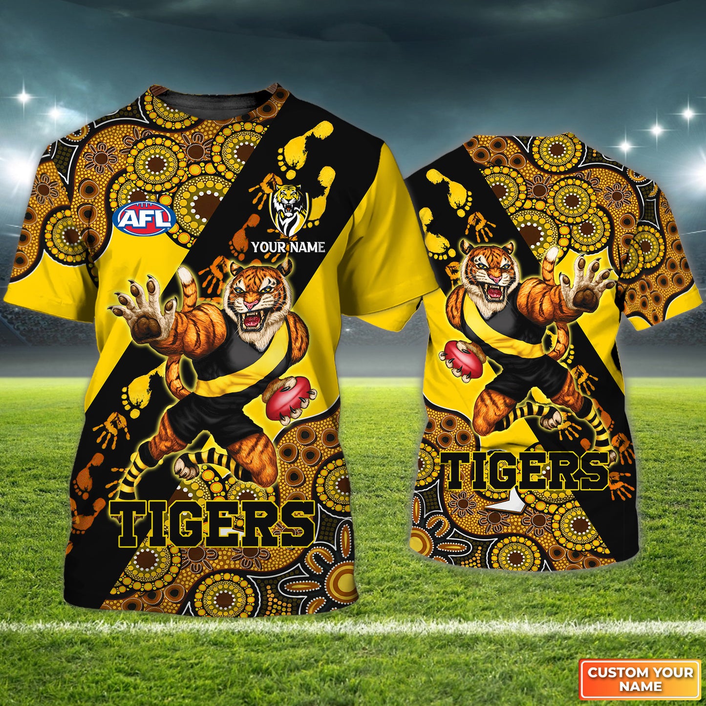 AFL Richmond Tigers Personalized Name 3D Tshirt 5