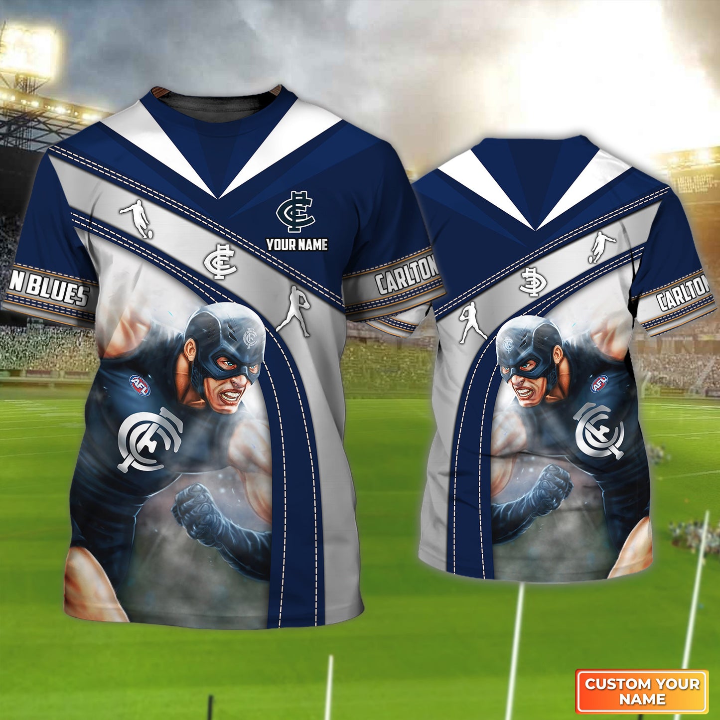 AFL Carlton Personalized Name 3D Tshirt