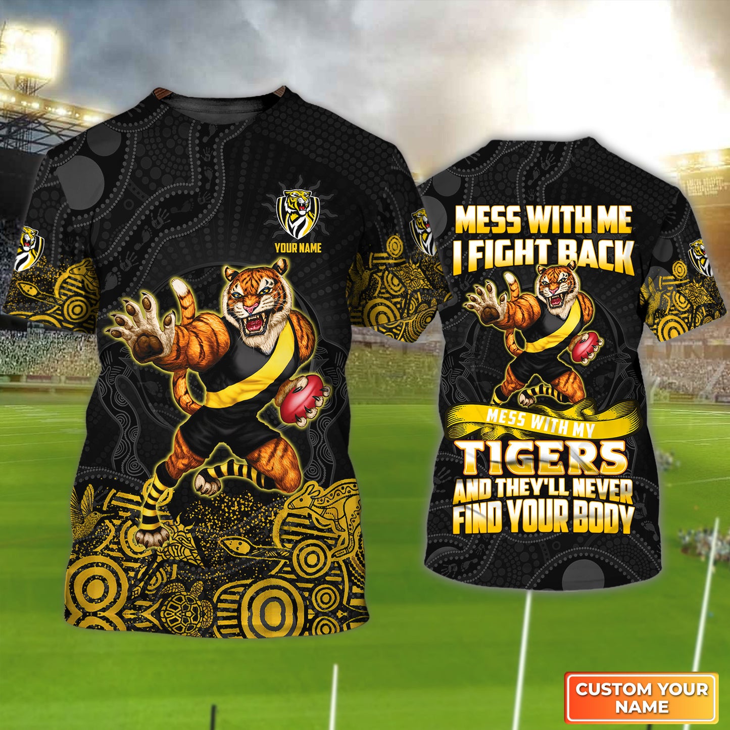 AFL Richmond Tigers Personalized Name 3D Tshirt 4