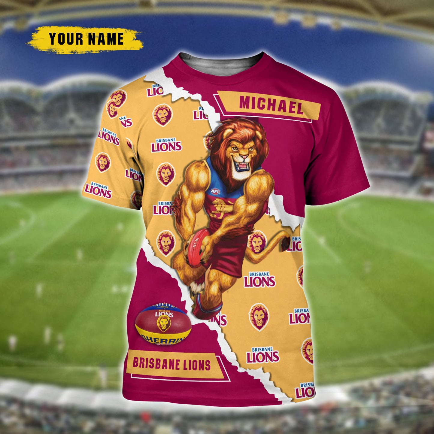 AFL Brisbane Lions Personalized Name 3D Tshirt