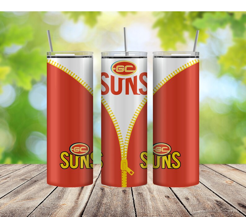 AFL Gold coast Suns Zip Skinny Tumbler