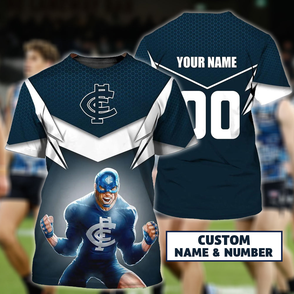 Carlton Blues AFL Personalized Name 3D T-Shirt