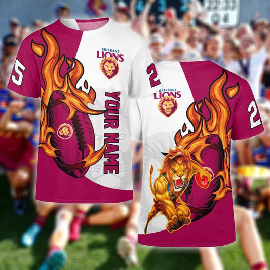 Brisbane Lions Personalized Name AFL 3D T-Shirt 3