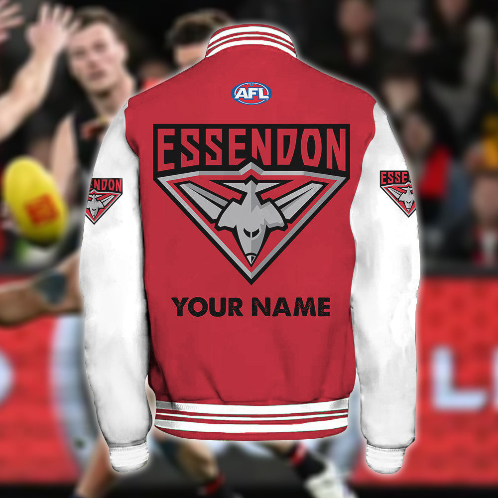 Essendon Bombers AFL Personalized Baseball Jacket