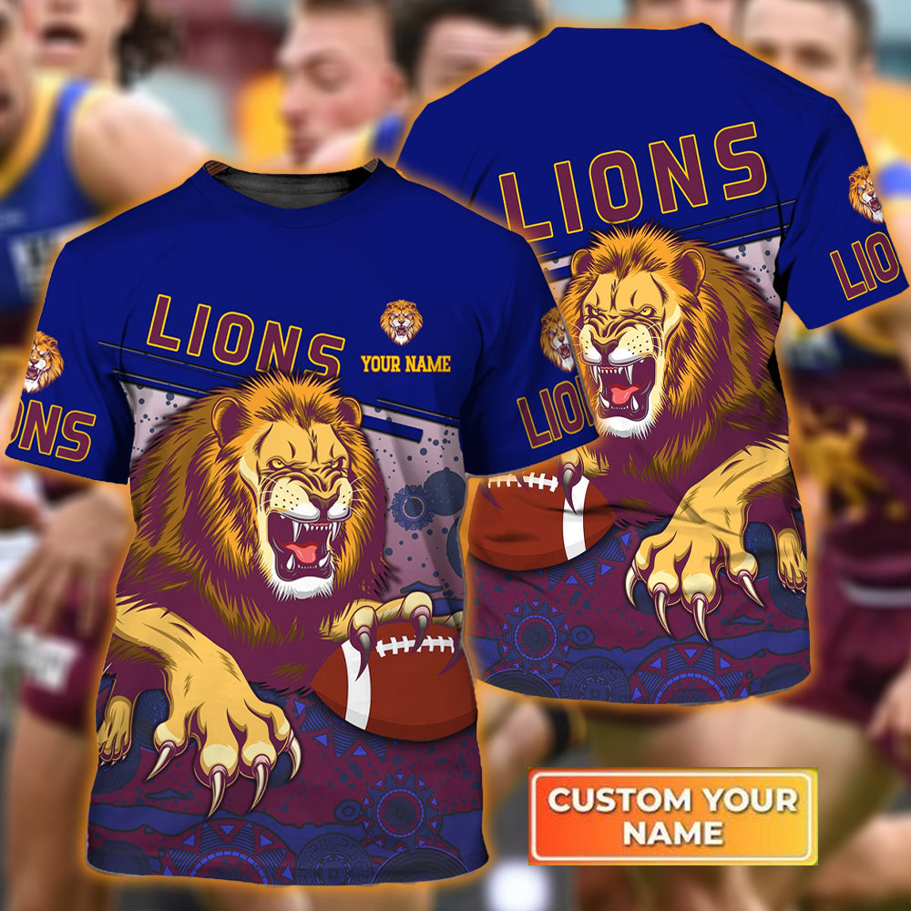 Brisbane Lions Personalized Name AFL 3D T-Shirt 4