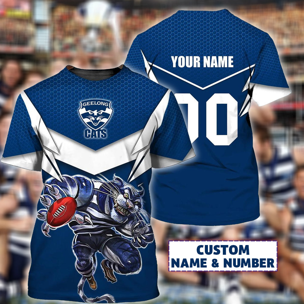 Geelong Cats AFL Personalized Name 3D T-Shirt