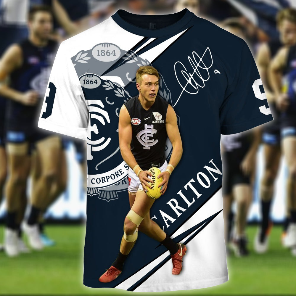 Carlton Blues AFL Personalized Name 3D T-Shirt 2