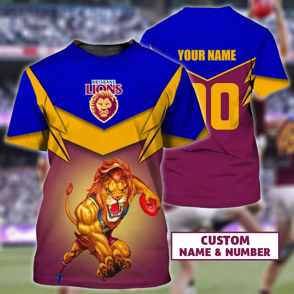 Brisbane Lions AFL Personalized Name 3D T-Shirt