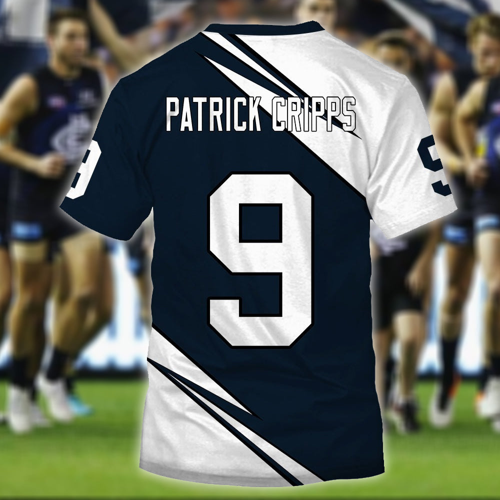 Carlton Blues AFL Personalized Name 3D T-Shirt 2