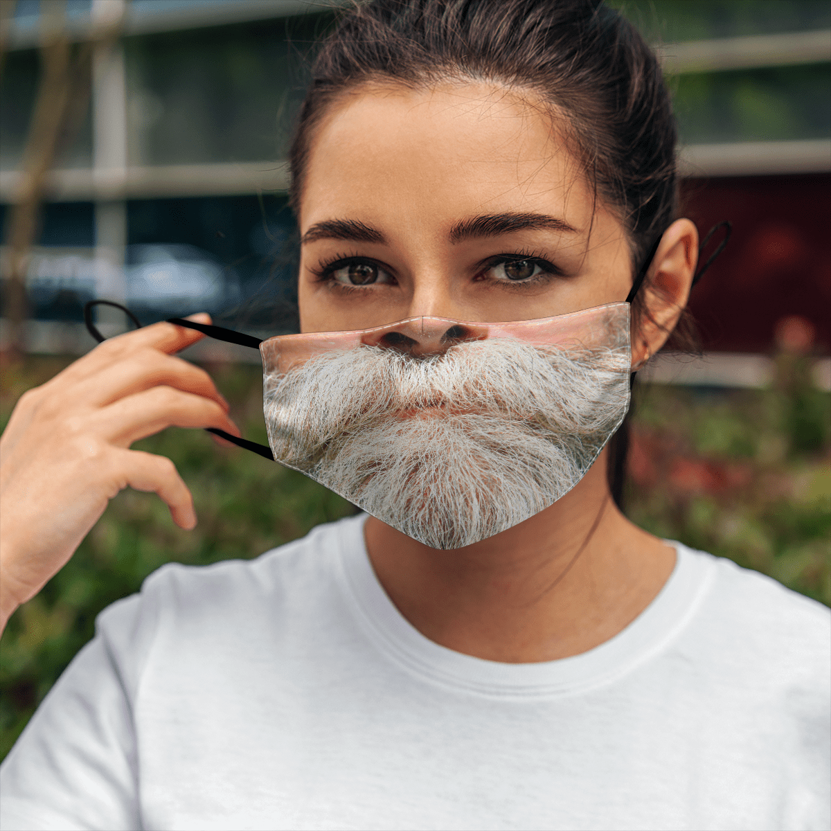 Gray Beard Funny Face Mask