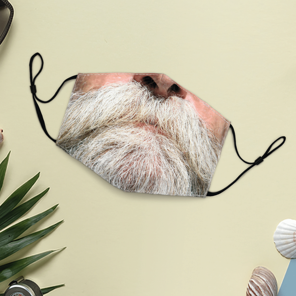 Gray Beard Funny Face Mask