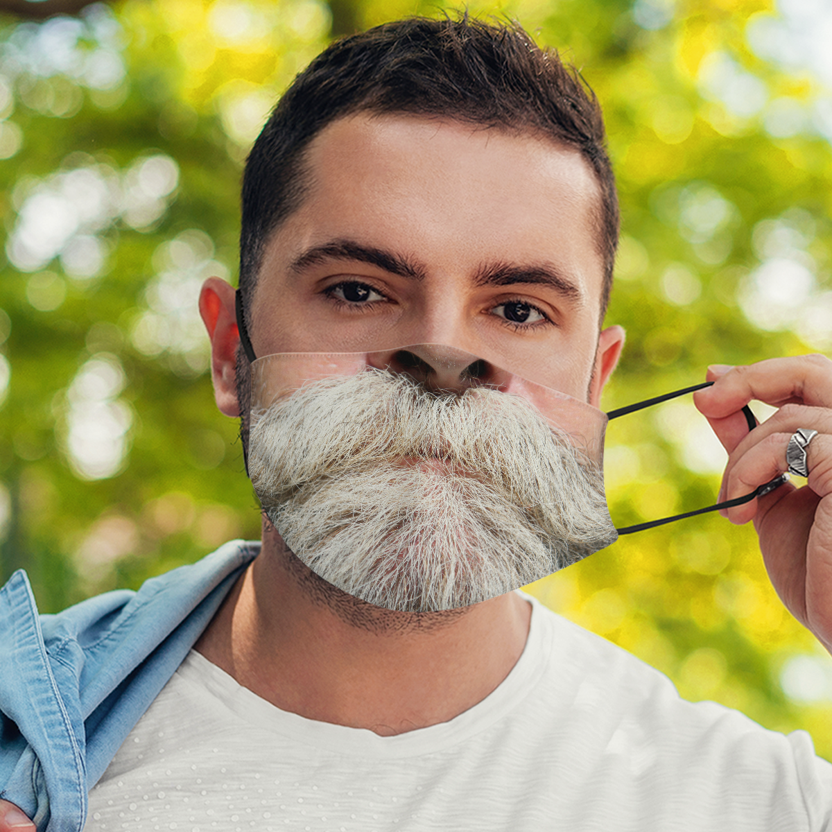 Gray Beard Funny Face Mask