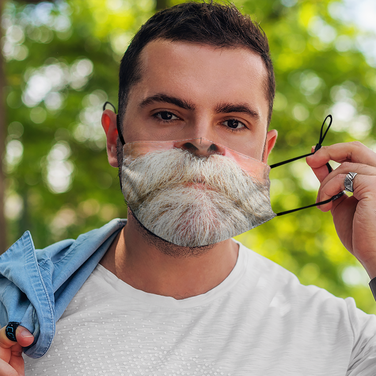 Gray Beard Funny Face Mask