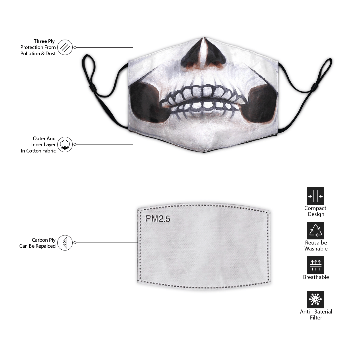 Skull Halloween Face Mask