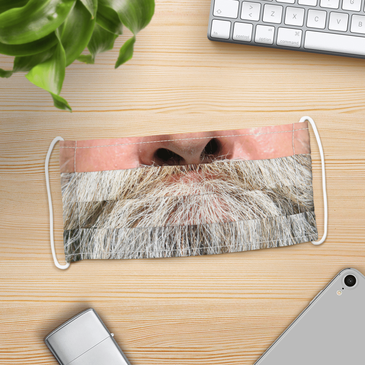 Gray Beard Funny Face Mask