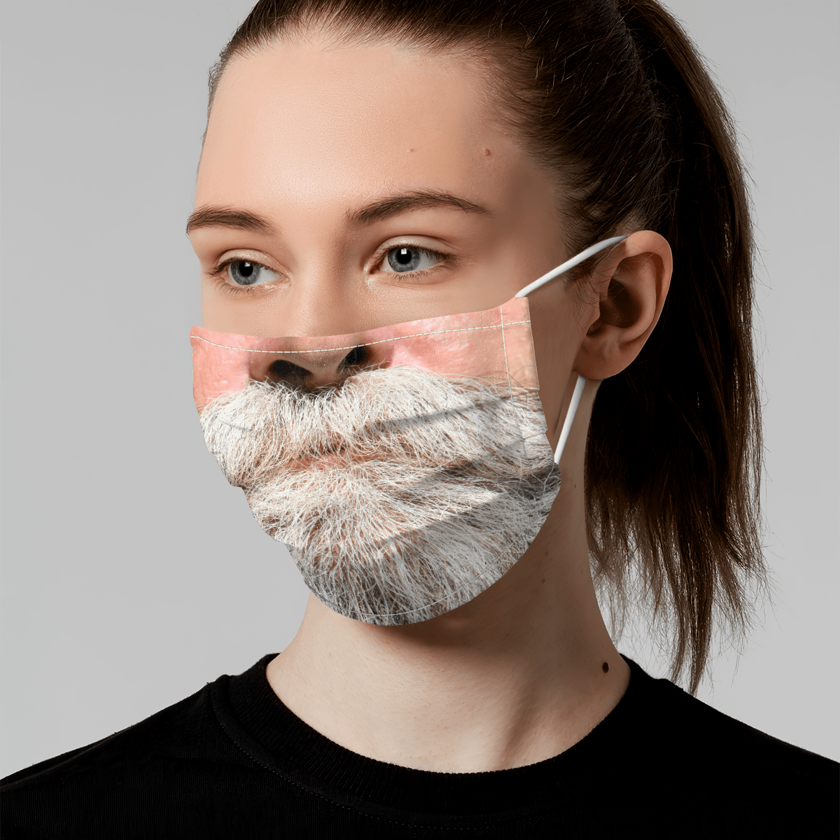 Gray Beard Funny Face Mask