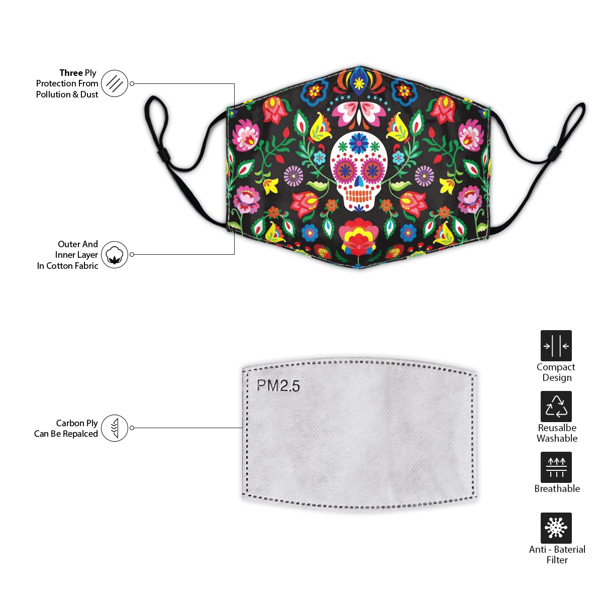 Sugar Skull Face Mask 2