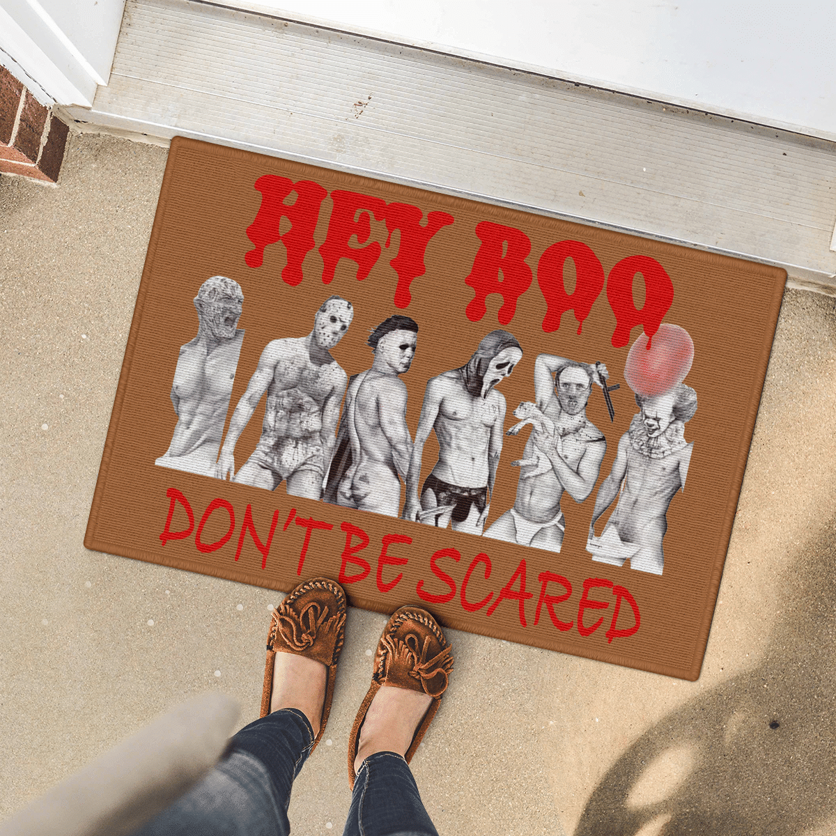 Hey Boo Don't Be Scared Halloween Door Mat