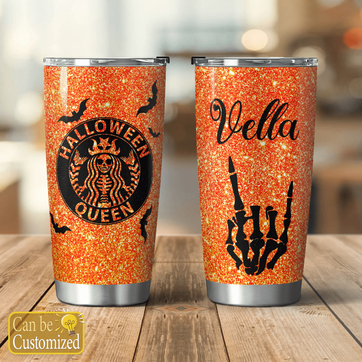 Personalized Halloween Queen Skeleton Tumbler