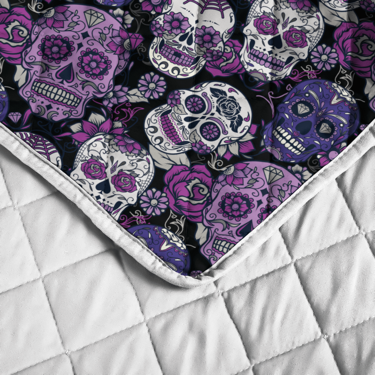 Sugar Skull Purple Halloween Bedding Set