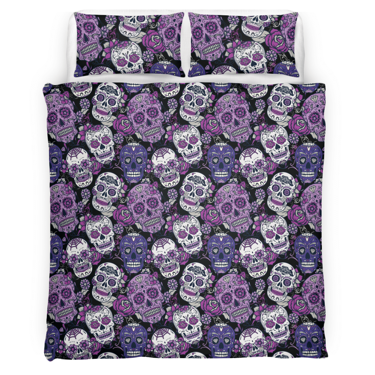 Sugar Skull Purple Halloween Bedding Set