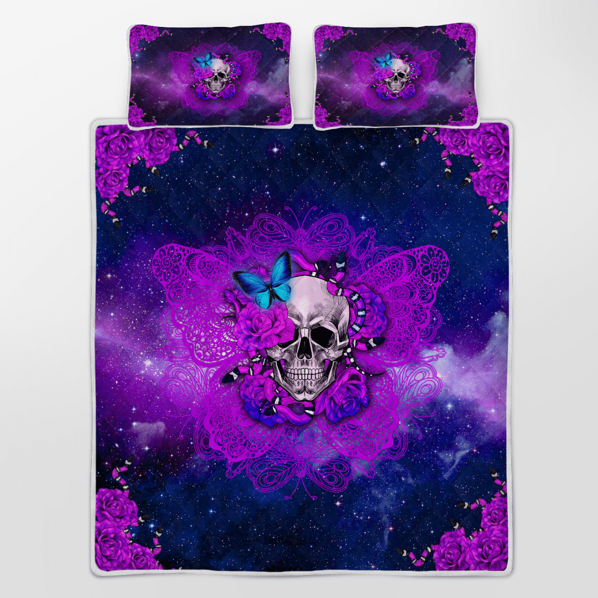 Skull Butterfly Galaxy Halloween Fashion Bedding Set