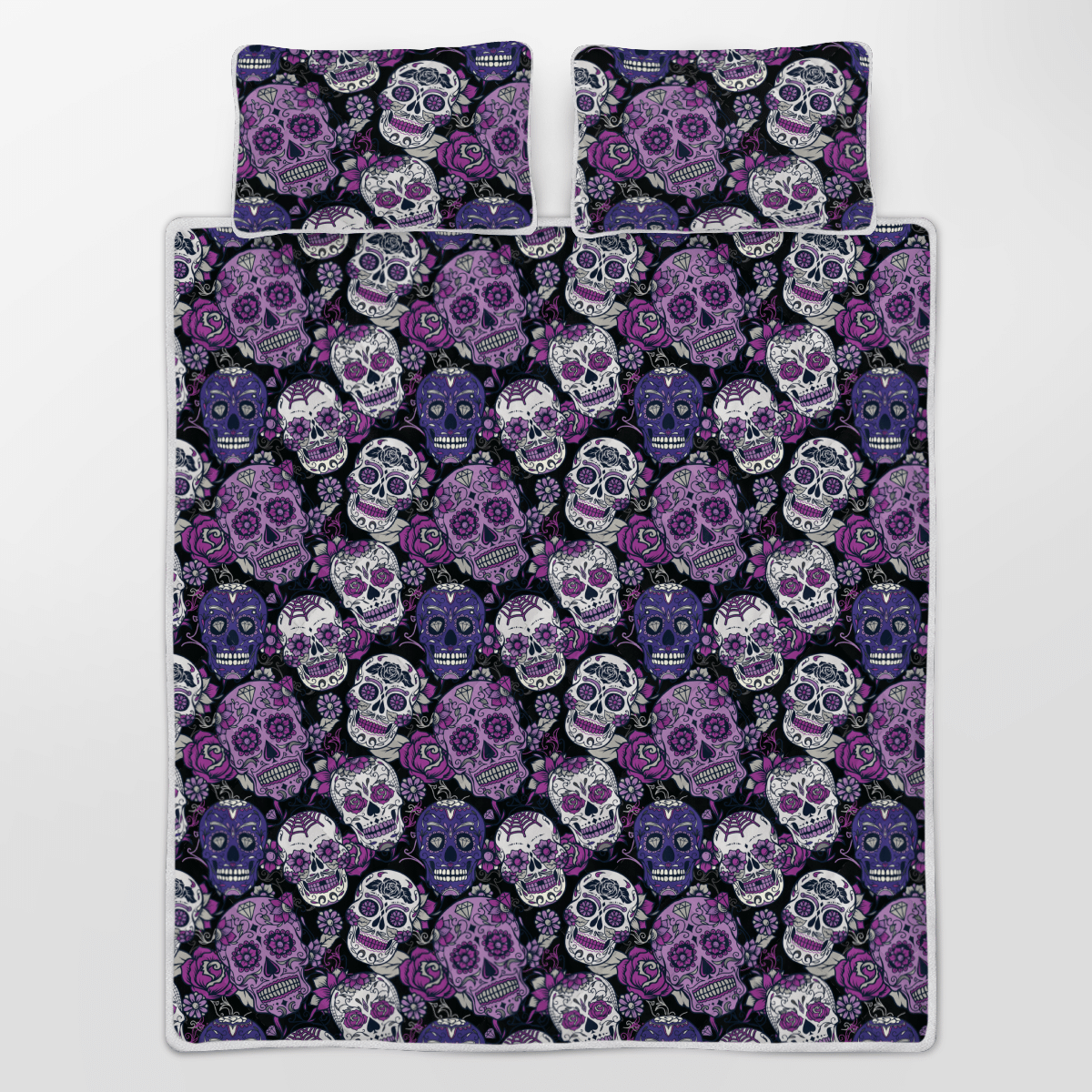 Sugar Skull Purple Halloween Bedding Set