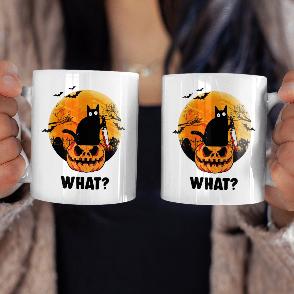 Black Cat Halloween Mug