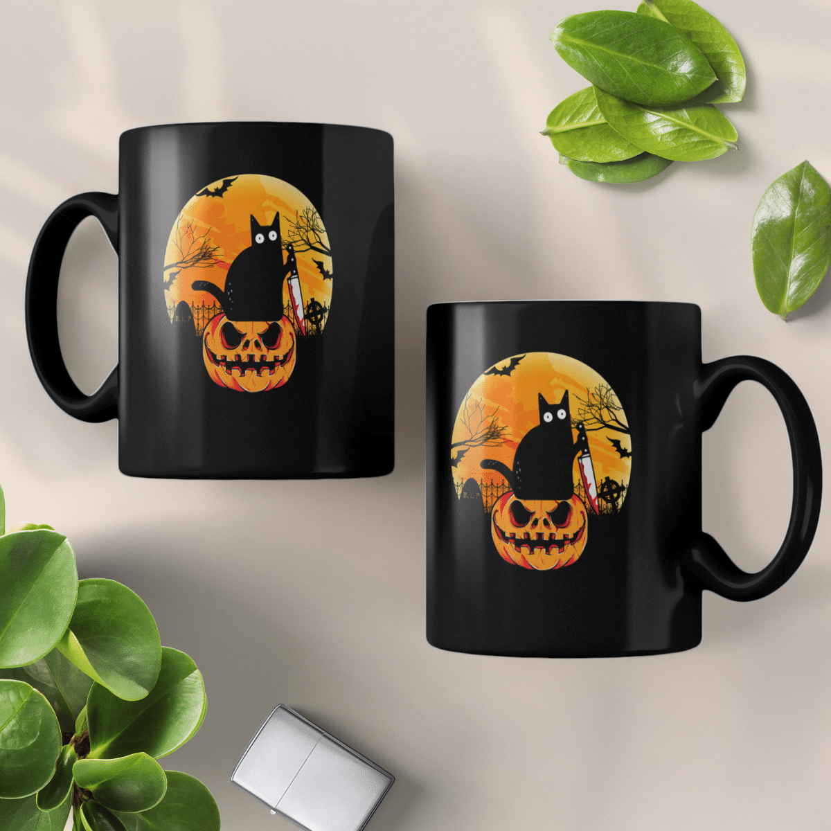 Black Cat Halloween Mug