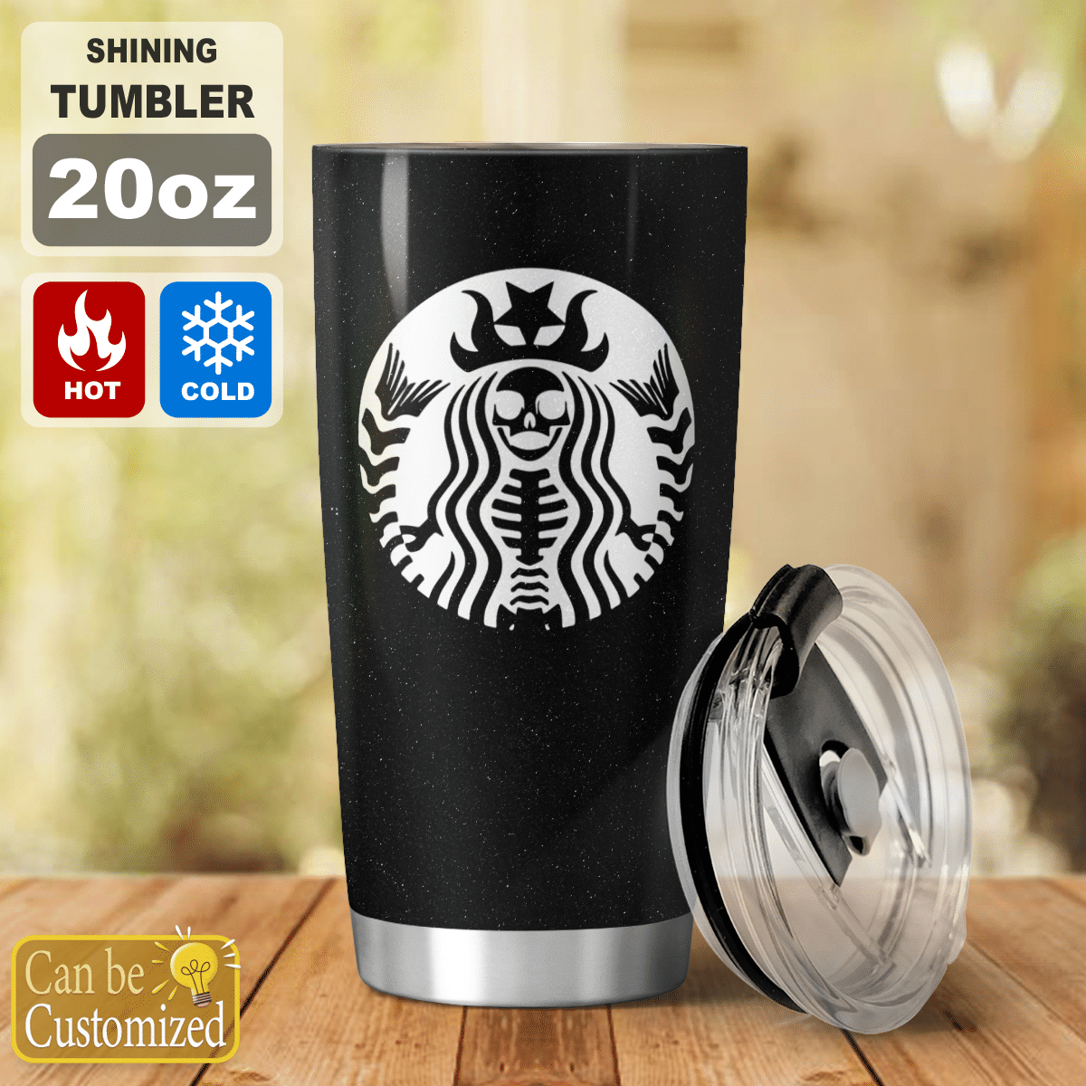 Personalized Skeleton Black White Tumbler 4