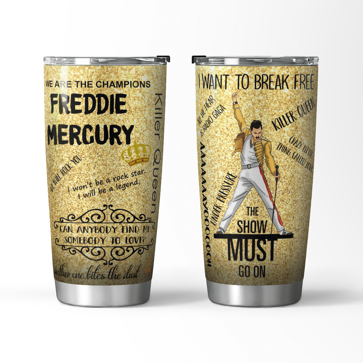 Freddie Mercury Queen Yellow Tumbler