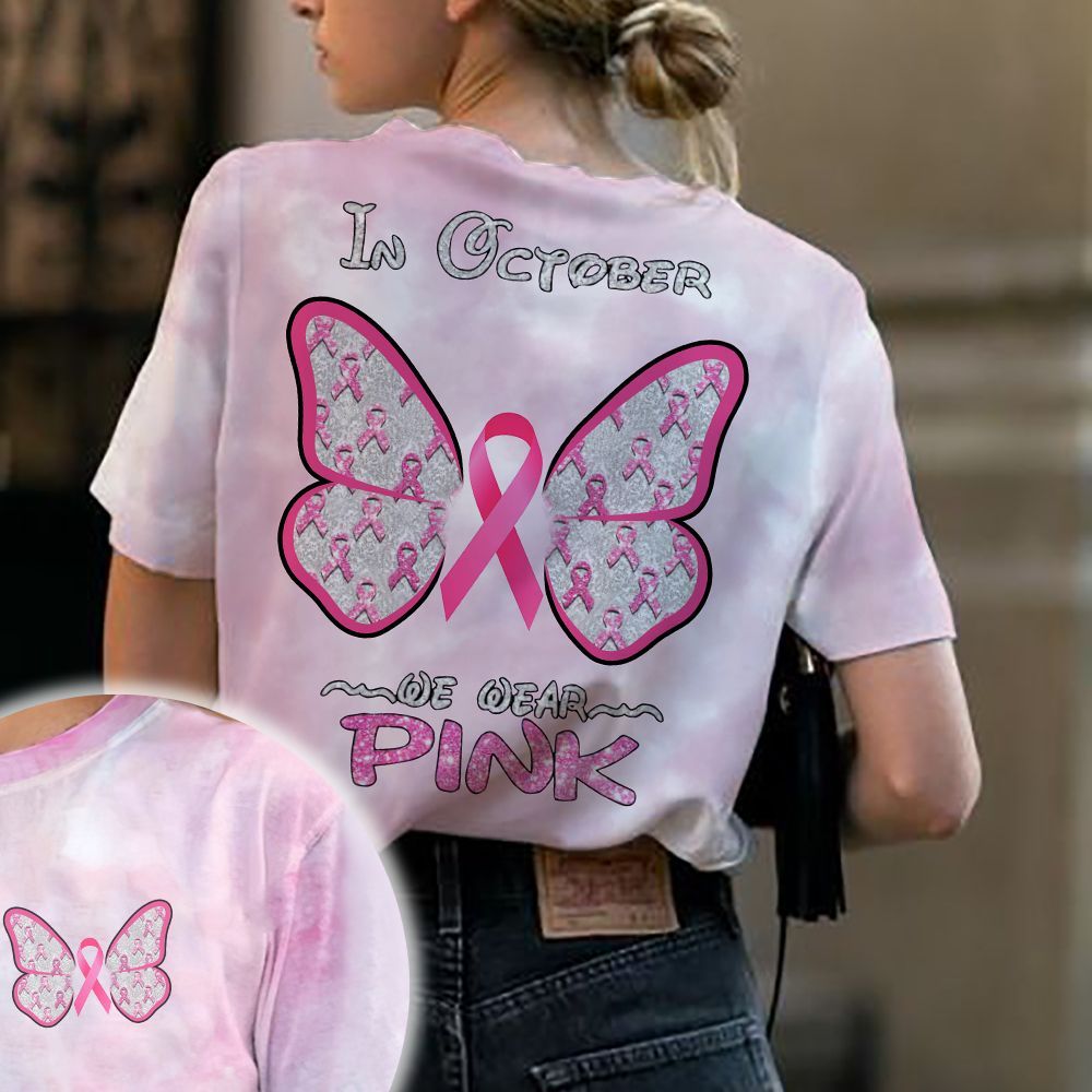 In October We Wear Pink Butterfly - Breast Cancer Awareness