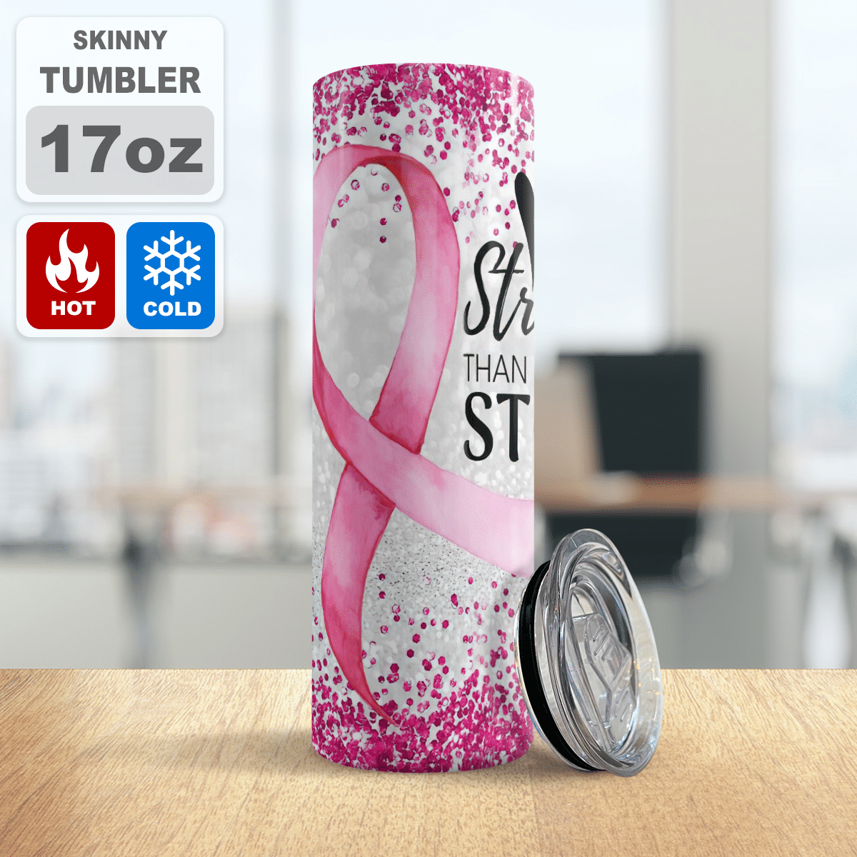 Stronger Than The Storm - Breast Cancer Awareness Tumbler