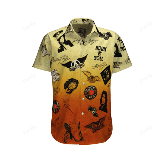 Aerosmith Black Vinatage Hawaiian Shirt