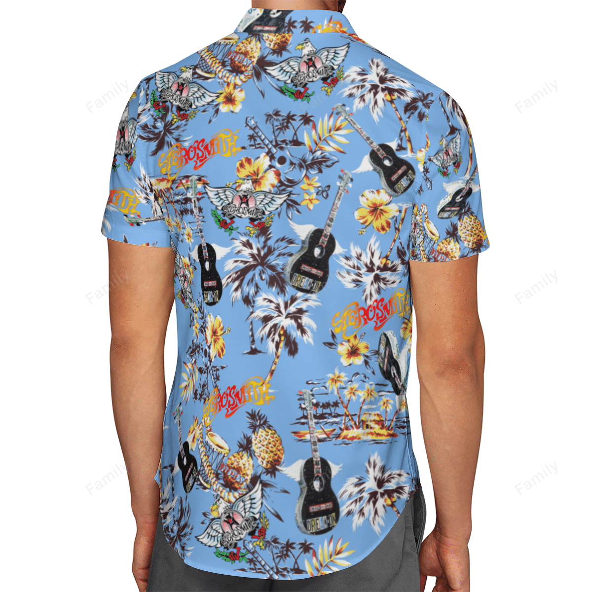 Aerosmith Blue Hawaiian Shirt