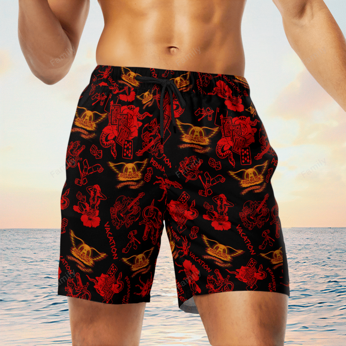 Aerosmith Fashion Hawaiian Shirt & Beach Shorts