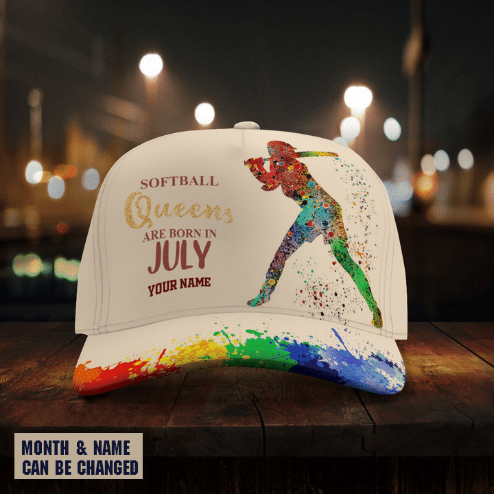 Personalized Softball Born In July Cap