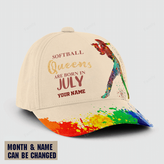 Personalized Softball Born In July Cap