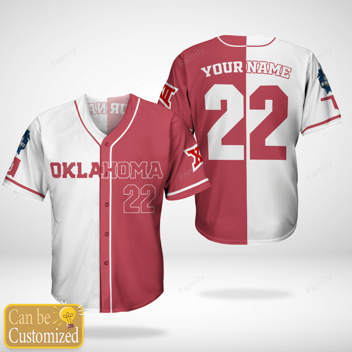 Personalized Oklahoma White Red Jersey