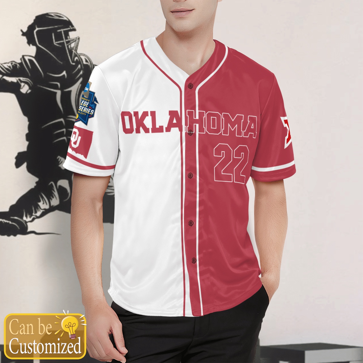 Personalized Oklahoma White Red Jersey