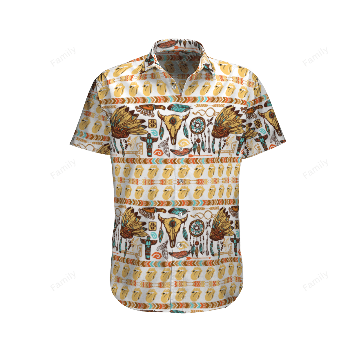 The Rolling Stones Native American AOP Hawaiian Shirt