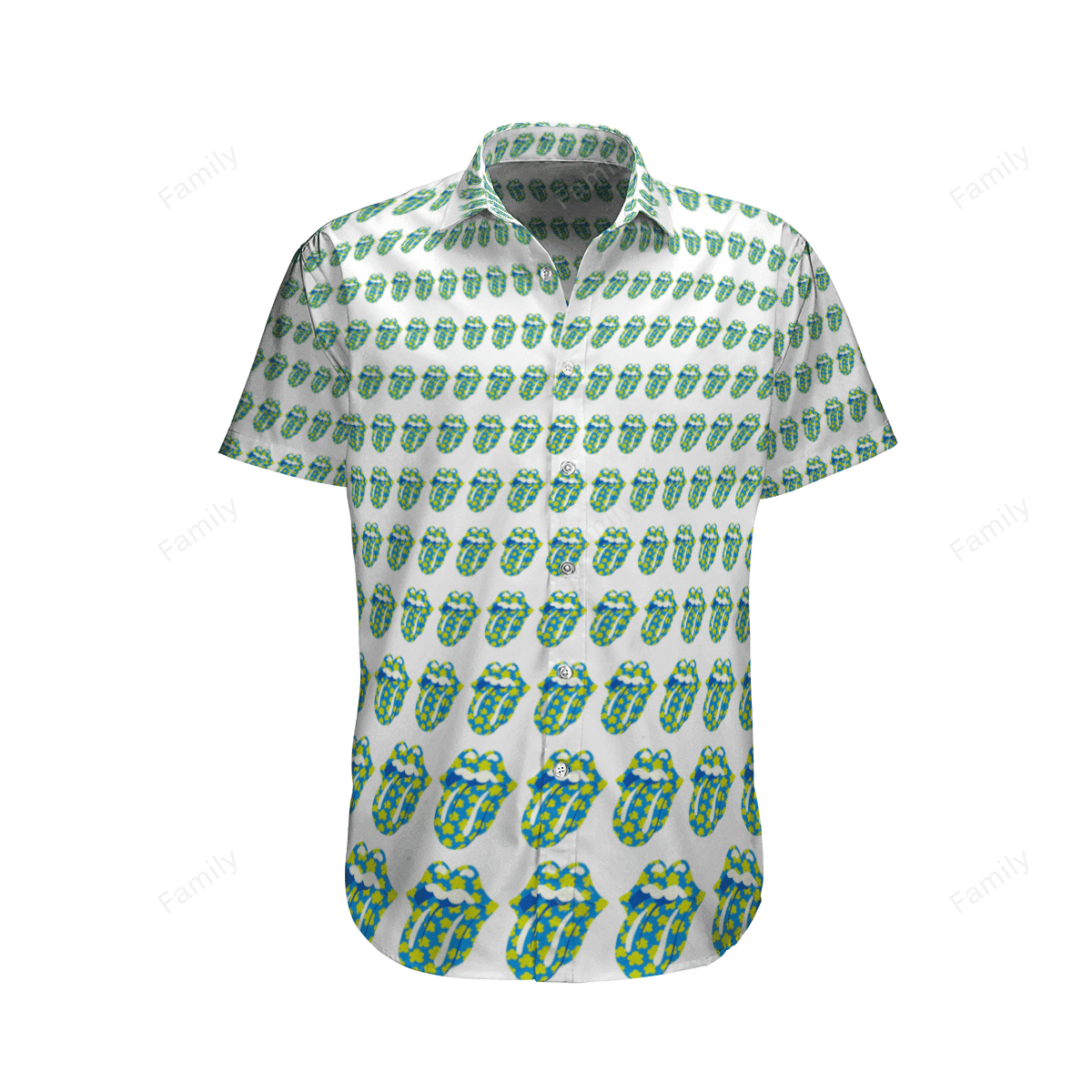 The Rolling Stones Green Logo Hawaiian Shirt