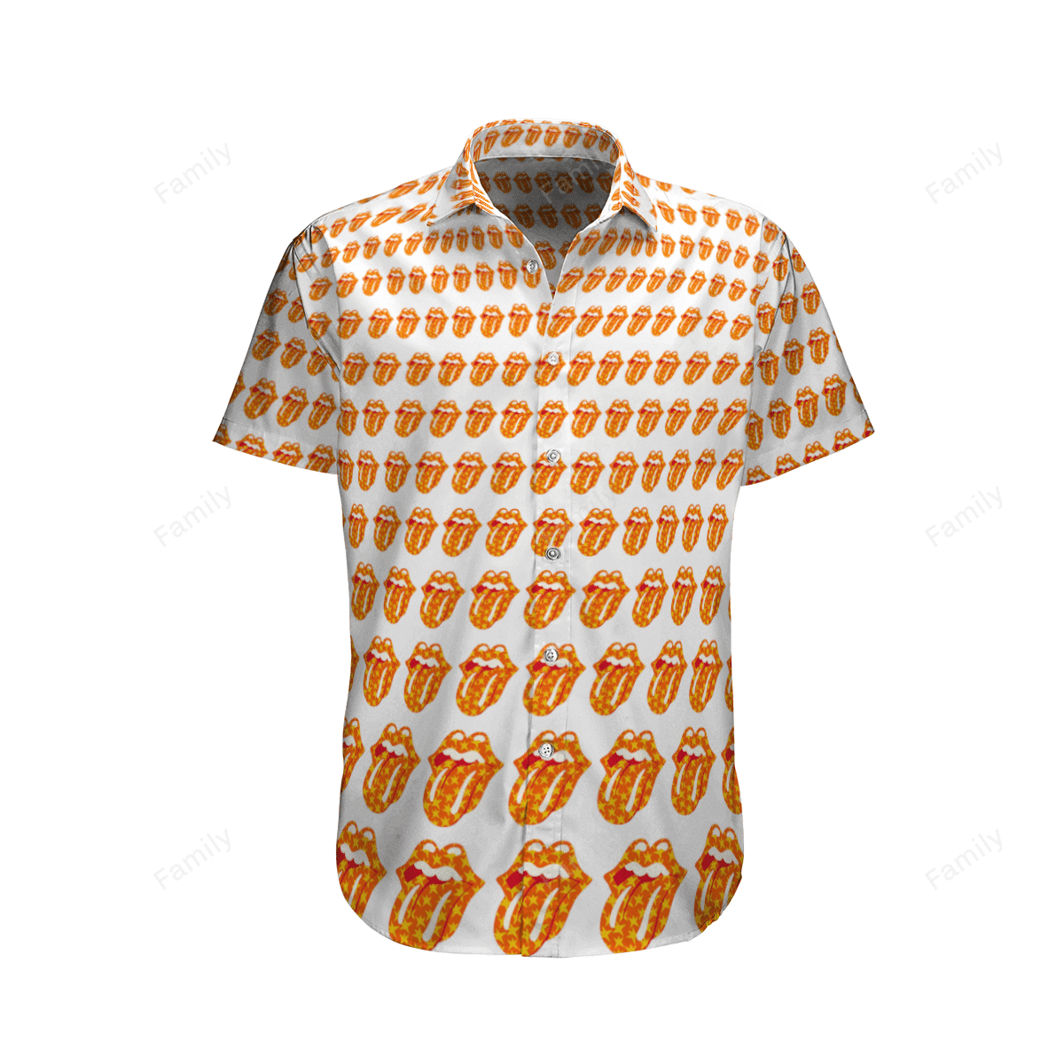 The Rolling Stones Orange Star AOP Hawaiian Shirt