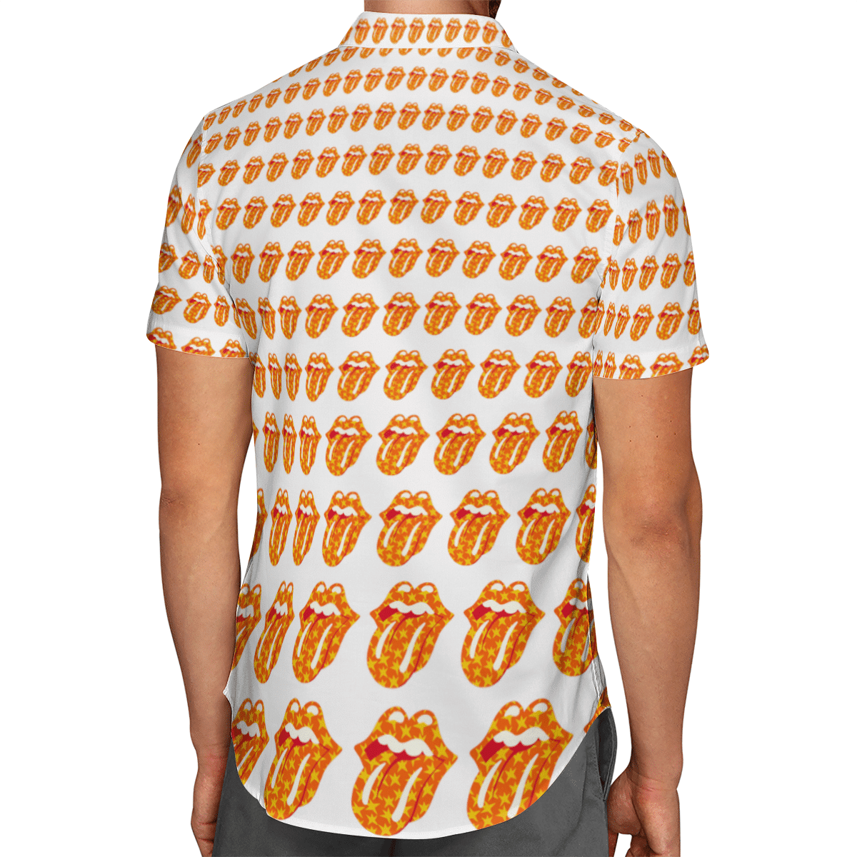 The Rolling Stones Orange Star AOP Hawaiian Shirt