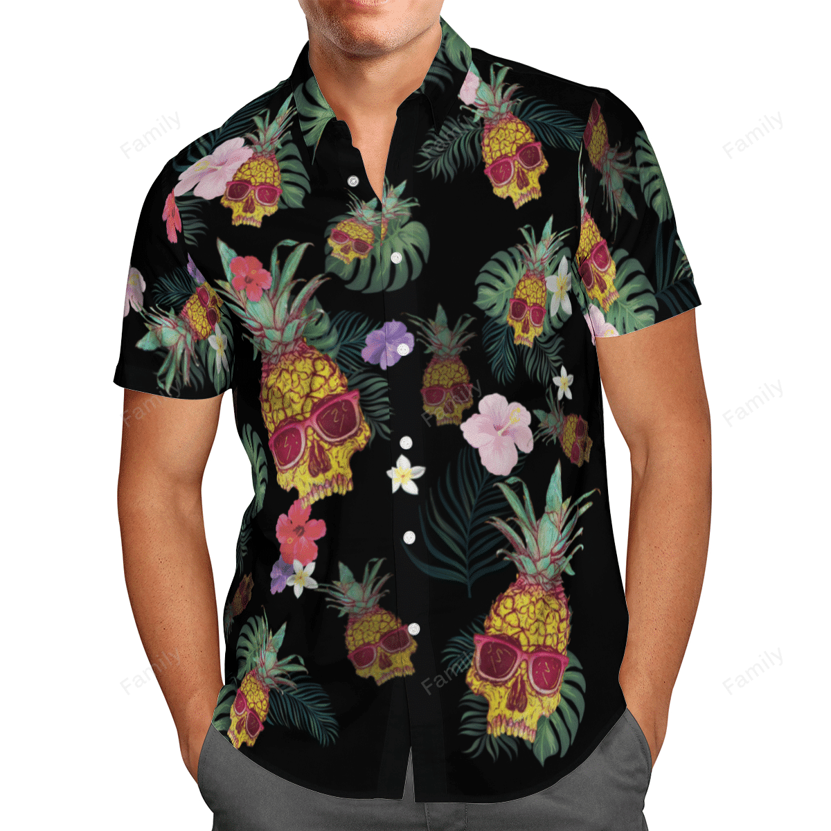 Tropical Pineapple Skull Hawaiian Shirt