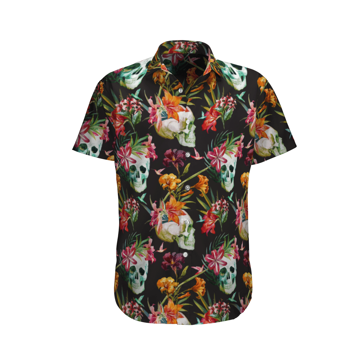 Tropical Flower Skull Hawaiian Shirt