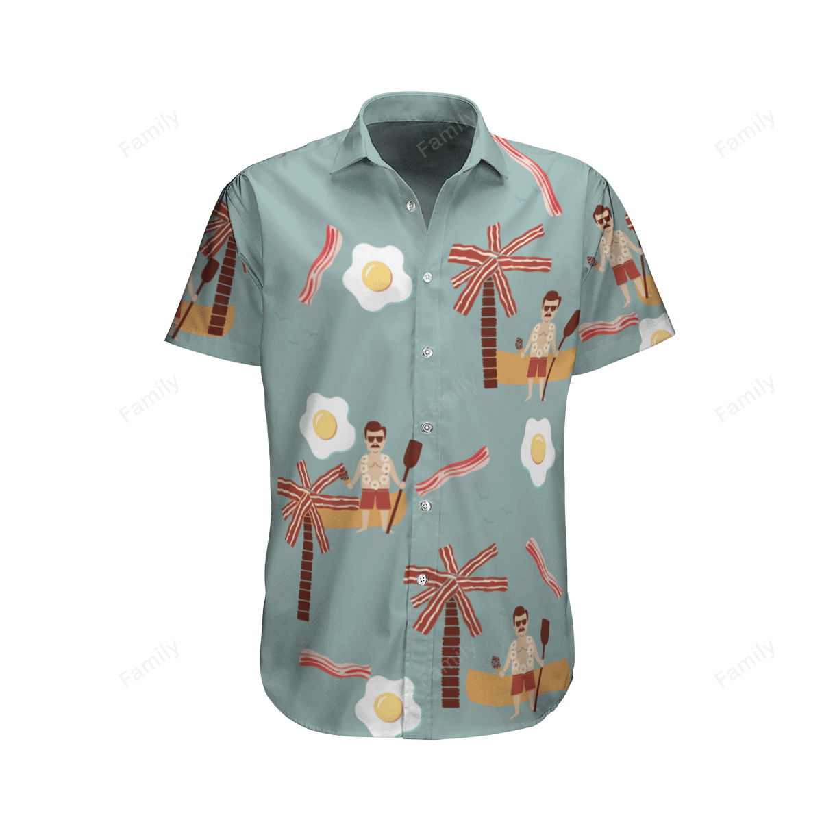 Ron Swanson Bacon Egg AOP Hawaii Shirt